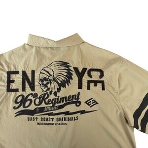 Y2K Enyce 96th Regiment Button Up Shirt Mens L Beige Sean John Era Streetwear